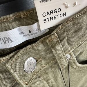 NWT Zara Khaki Cargo Stretch Pants - Girls 8
